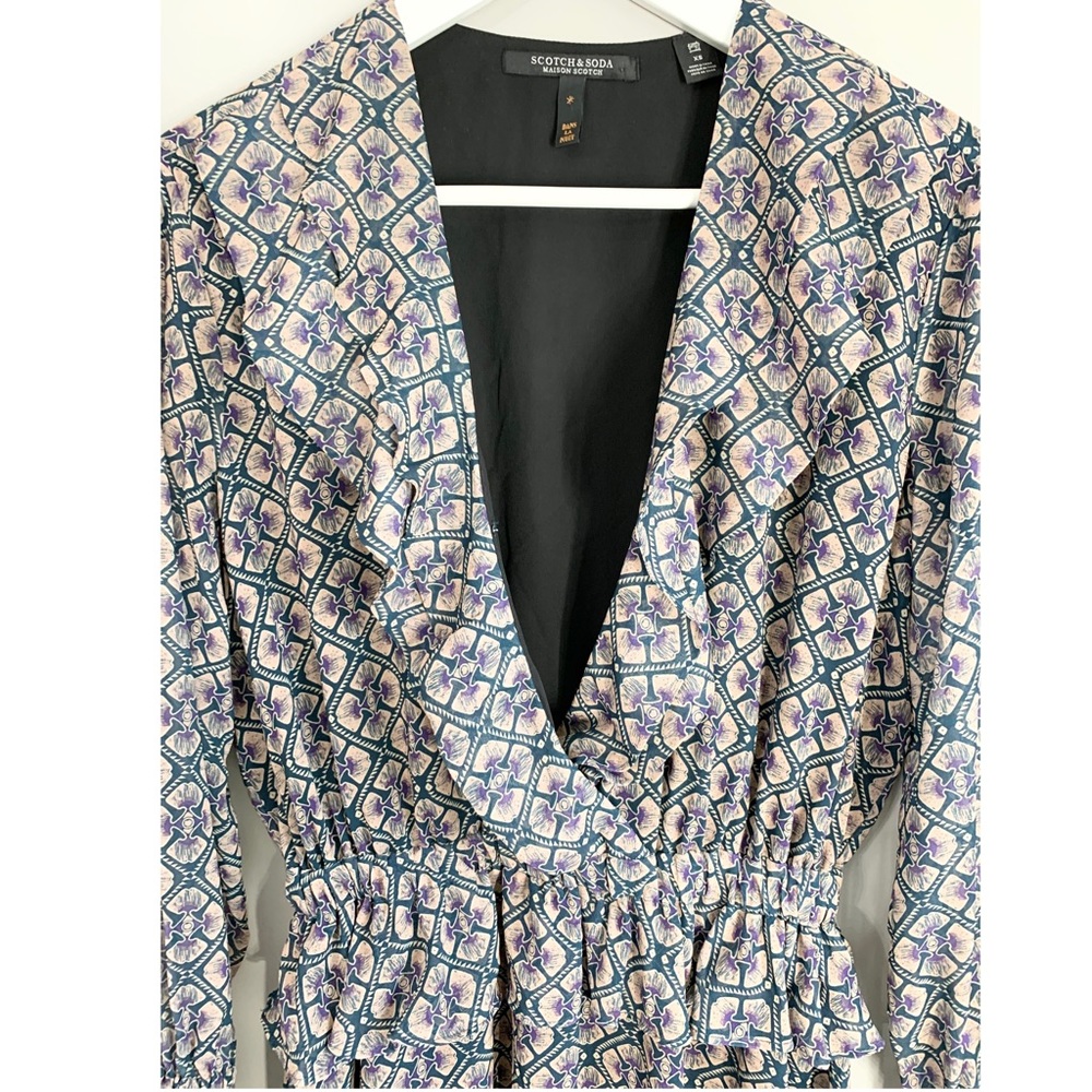 Scotch & Soda Ruffle Chiffon Long Sleeve Dress - Picture 7 of 11